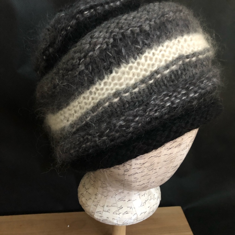 Cozy Knit Winter Hat in Black and Gray, large
